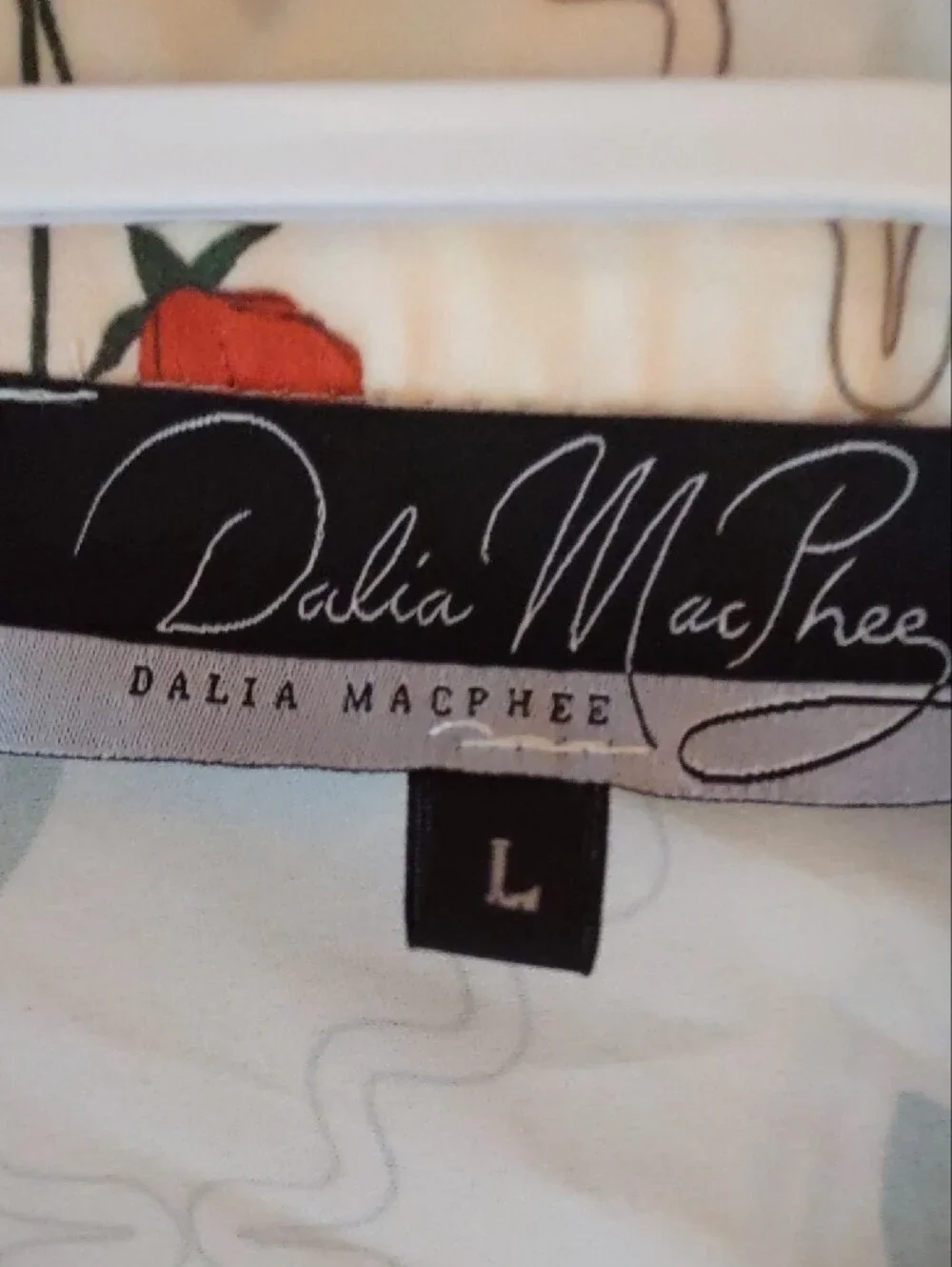 NWT Dalia MacPhee Satin Floral Trellis Pajama Set Long Sleeve Pants. Size Large